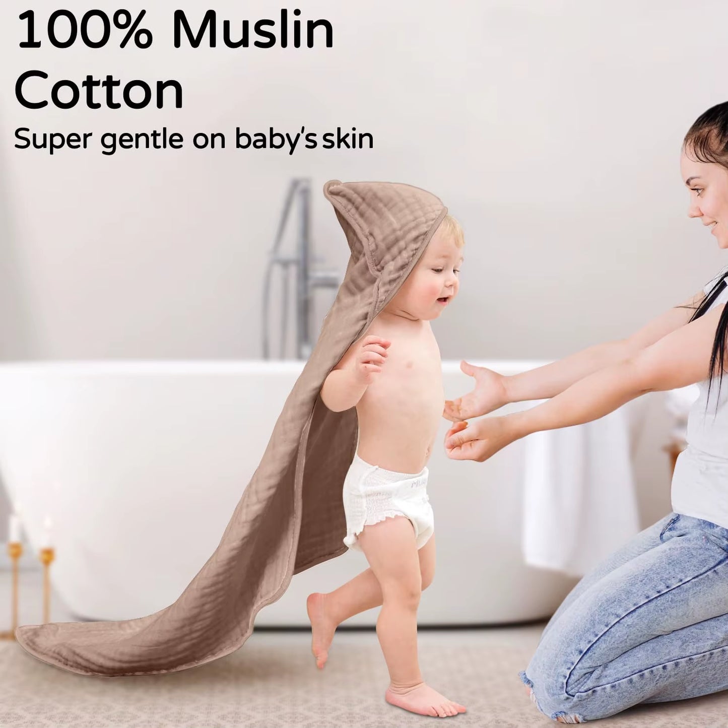 Muslin Hooded Baby Towels – 100% Cotton Ultra-Soft & Absorbent