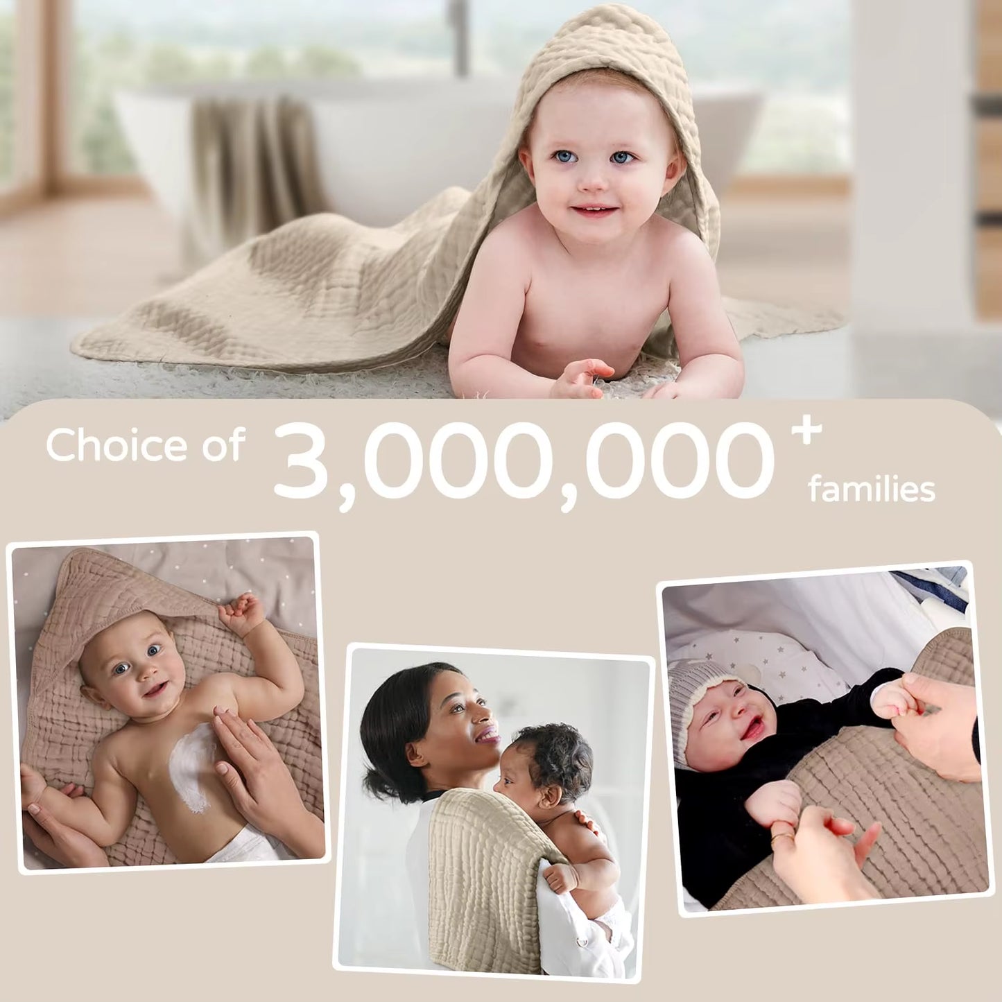 Muslin Hooded Baby Towels – 100% Cotton Ultra-Soft & Absorbent