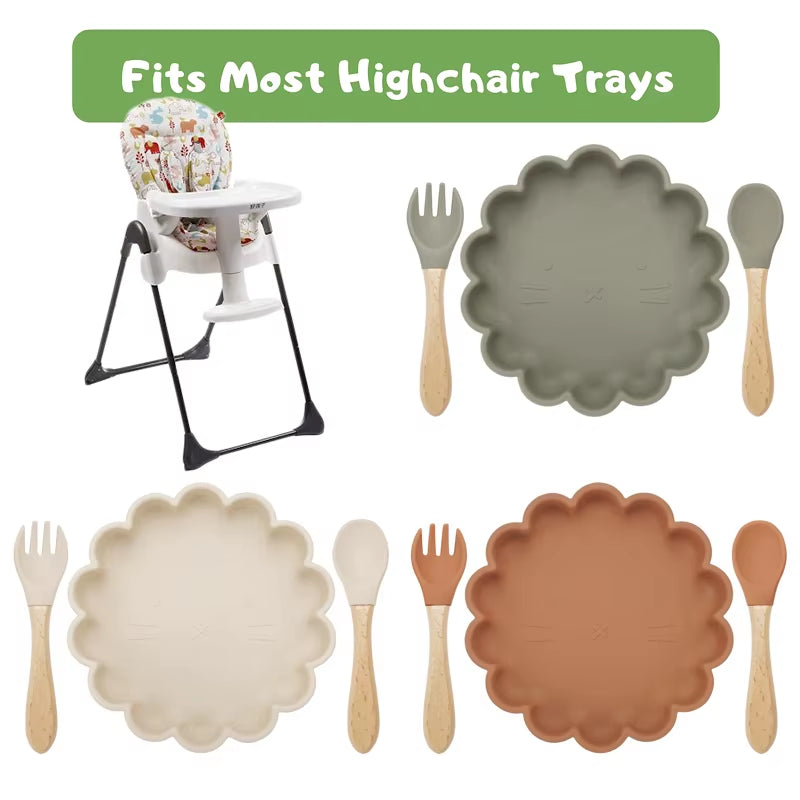 3-Piece Baby Tableware Set – Silicone Bowl, Spoon & Fork