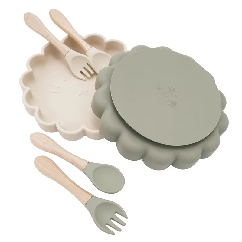 3-Piece Baby Tableware Set – Silicone Bowl, Spoon & Fork