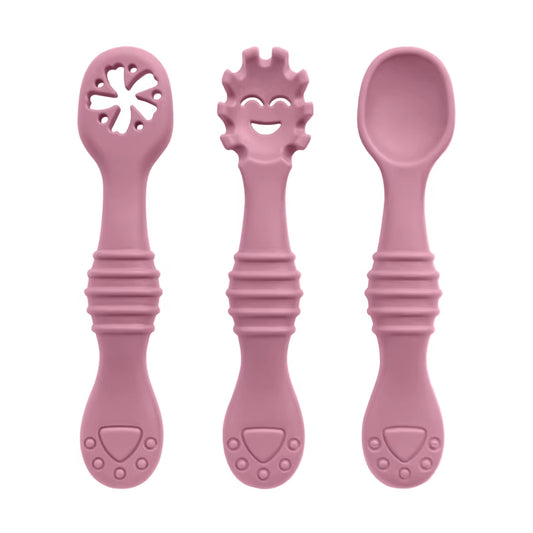 Baby Silicone Spoon and Fork Set (3 Pieces) – Feeding & Training Utensils