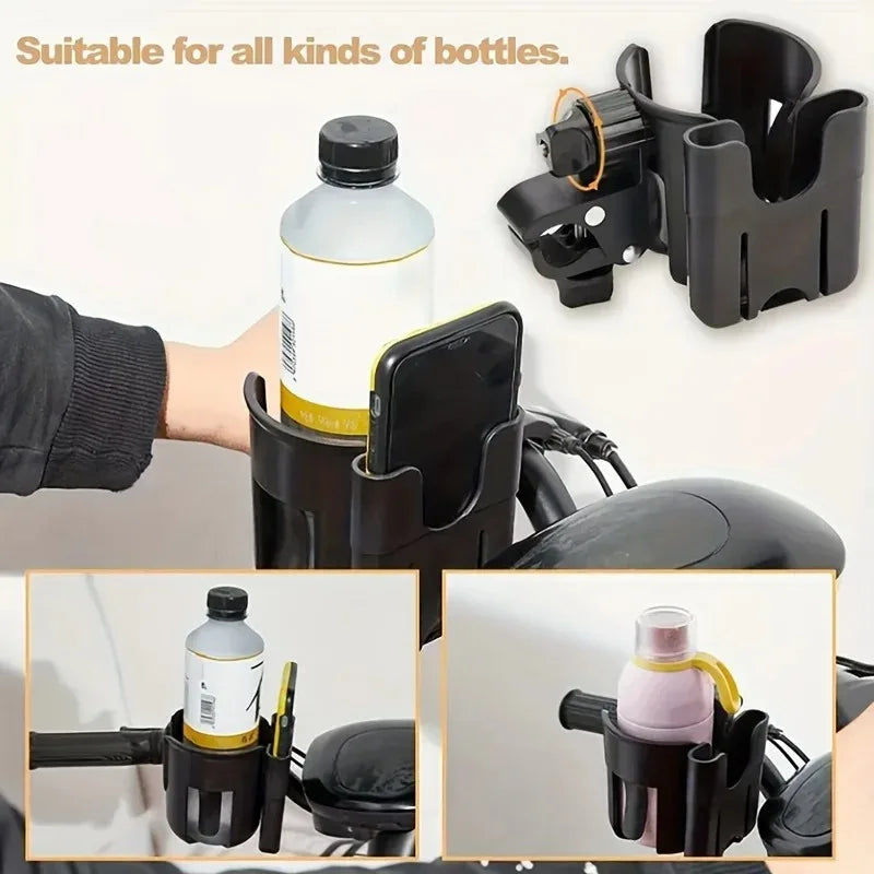 2-In-1 Universal Stroller Water Cup Holder with Phone Holder