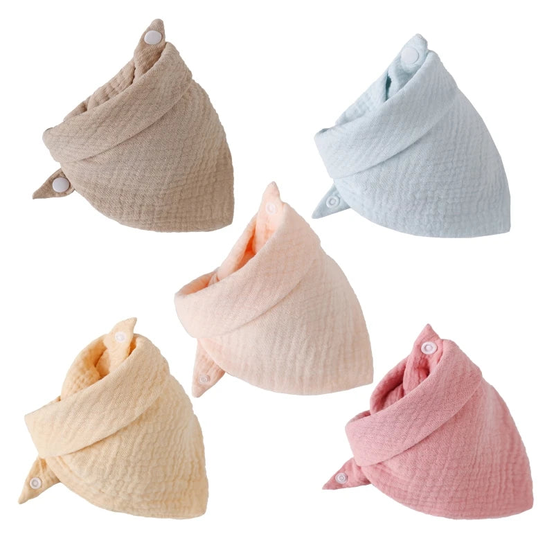 Baby Bandana Bibs – Soft Muslin Cotton - Set of 5