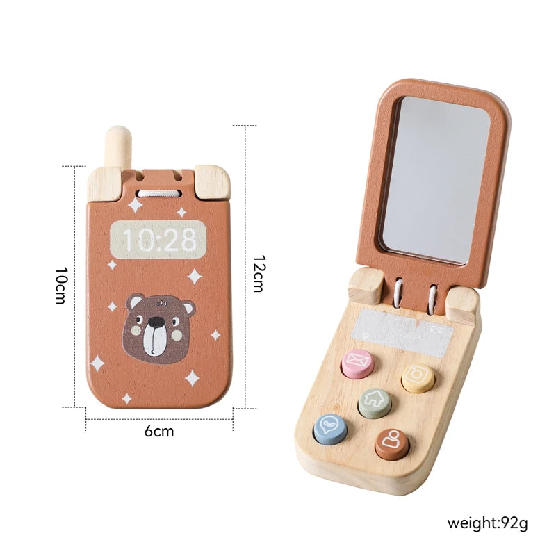 Wooden Flip Phone Toy