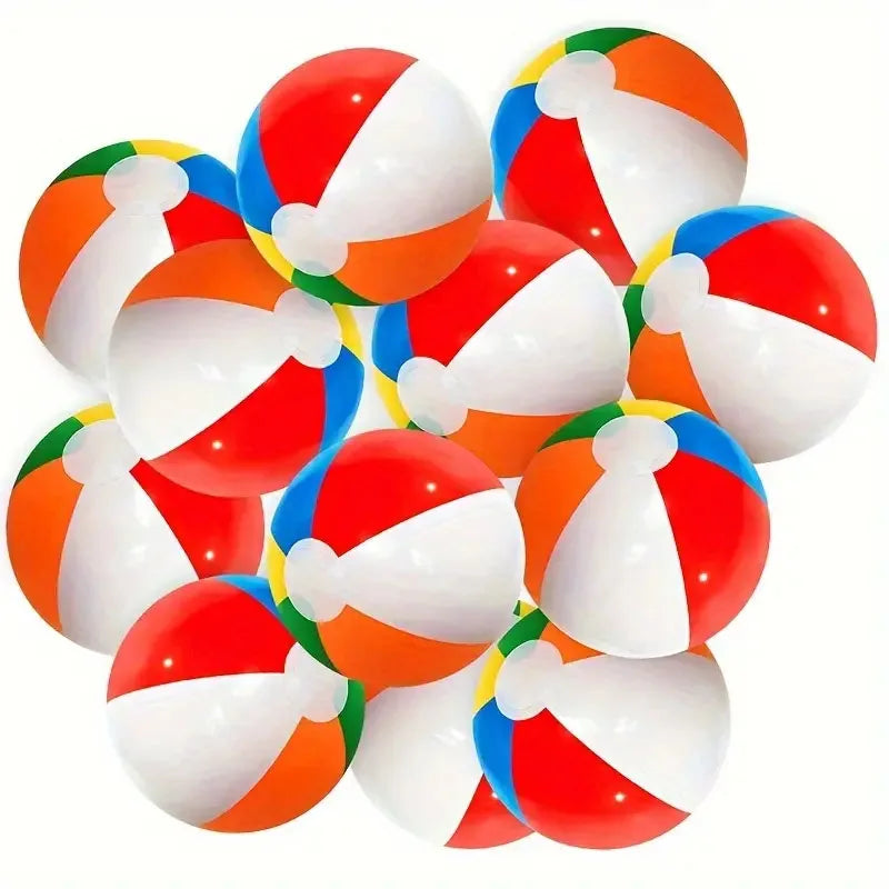 10-Pack Inflatable Beach Balls for Kids – Colorful Pool & Party Play Balls