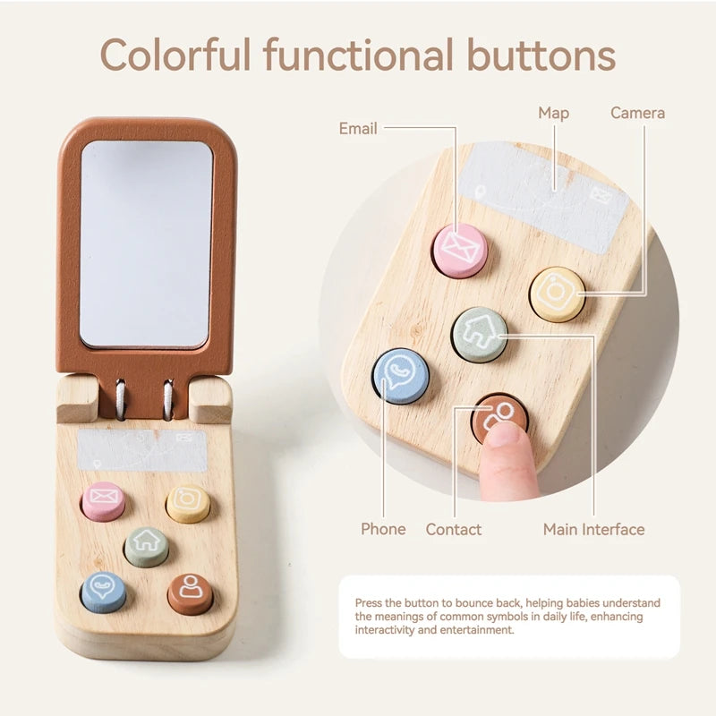 Wooden Flip Phone Toy