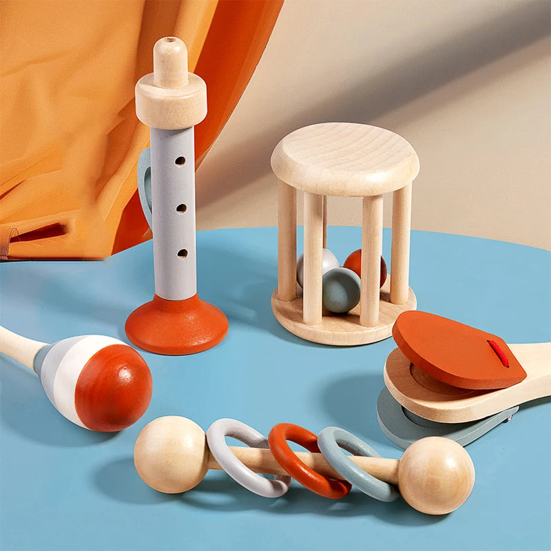 Wooden Musical Instrument Set – Montessori Sensory Toys (5-Piece)