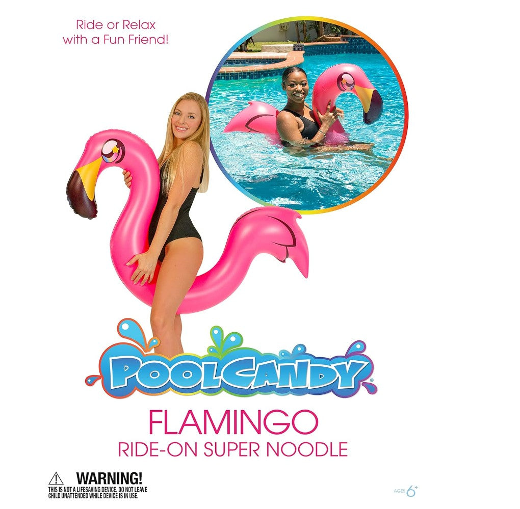 Flamingo Ride-On Pool Noodle Float – Inflatable Kids Swimming Pool Toy Lounger