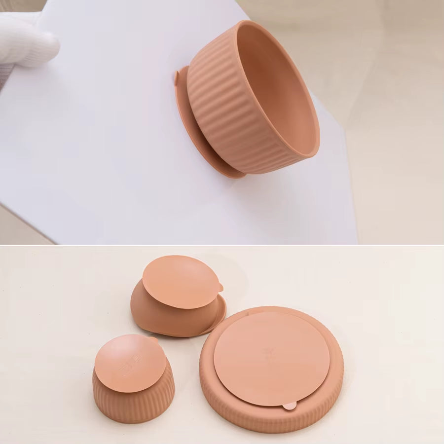 3-Piece Baby Silicone Tableware Set – Suction Bowl, Spoon & Fork