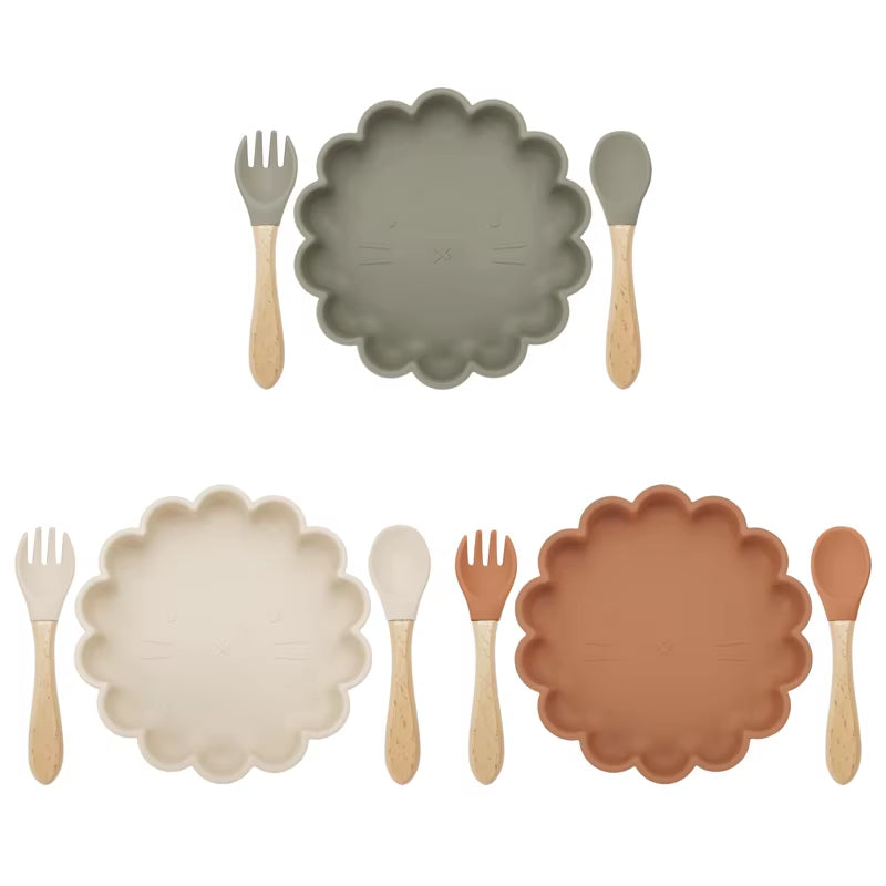 3-Piece Baby Tableware Set – Silicone Bowl, Spoon & Fork