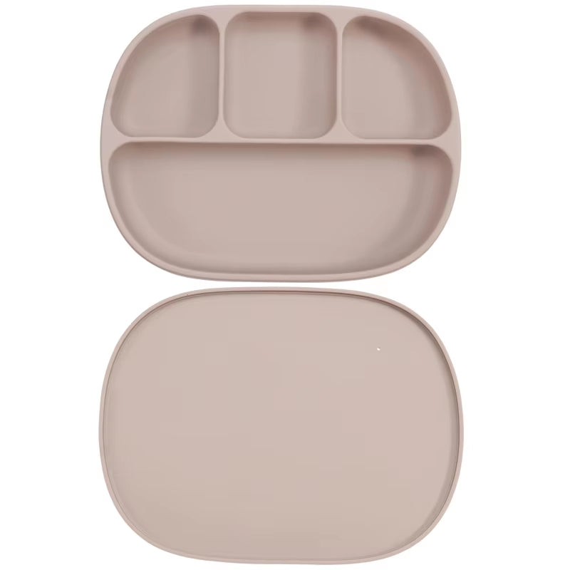 Silicone Baby Suction Plate – 4-Compartment Divided Plate with Lid