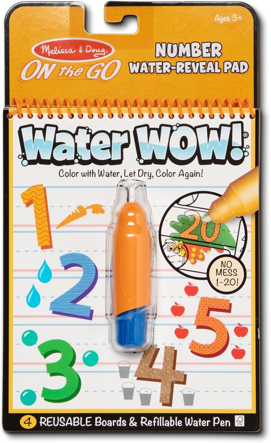 Melissa & Doug - On The Go Water Wow! Reusable Water-Reveal Activity Pad - Numbers