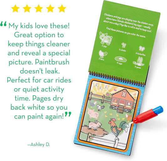 Melissa & Doug - Water Wow! Mess Free Coloring Book-Reveal Activity Pad - On The Farm