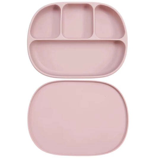 Silicone Baby Suction Plate – 4-Compartment Divided Plate with Lid