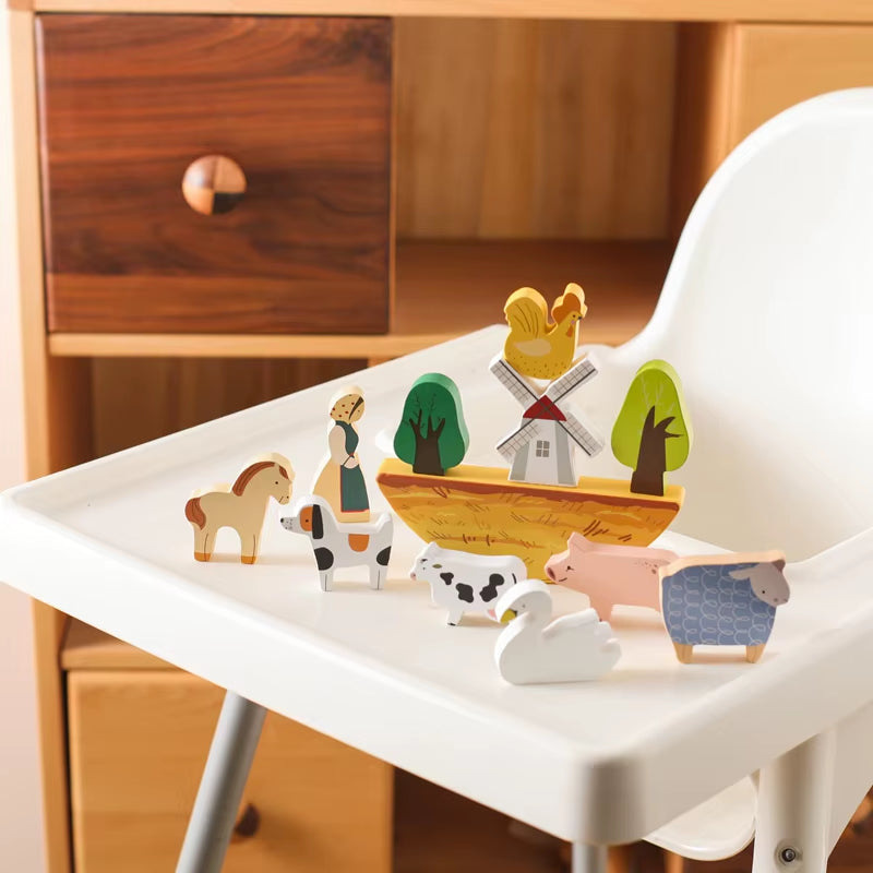 Wooden Farm Animal Stacking Blocks