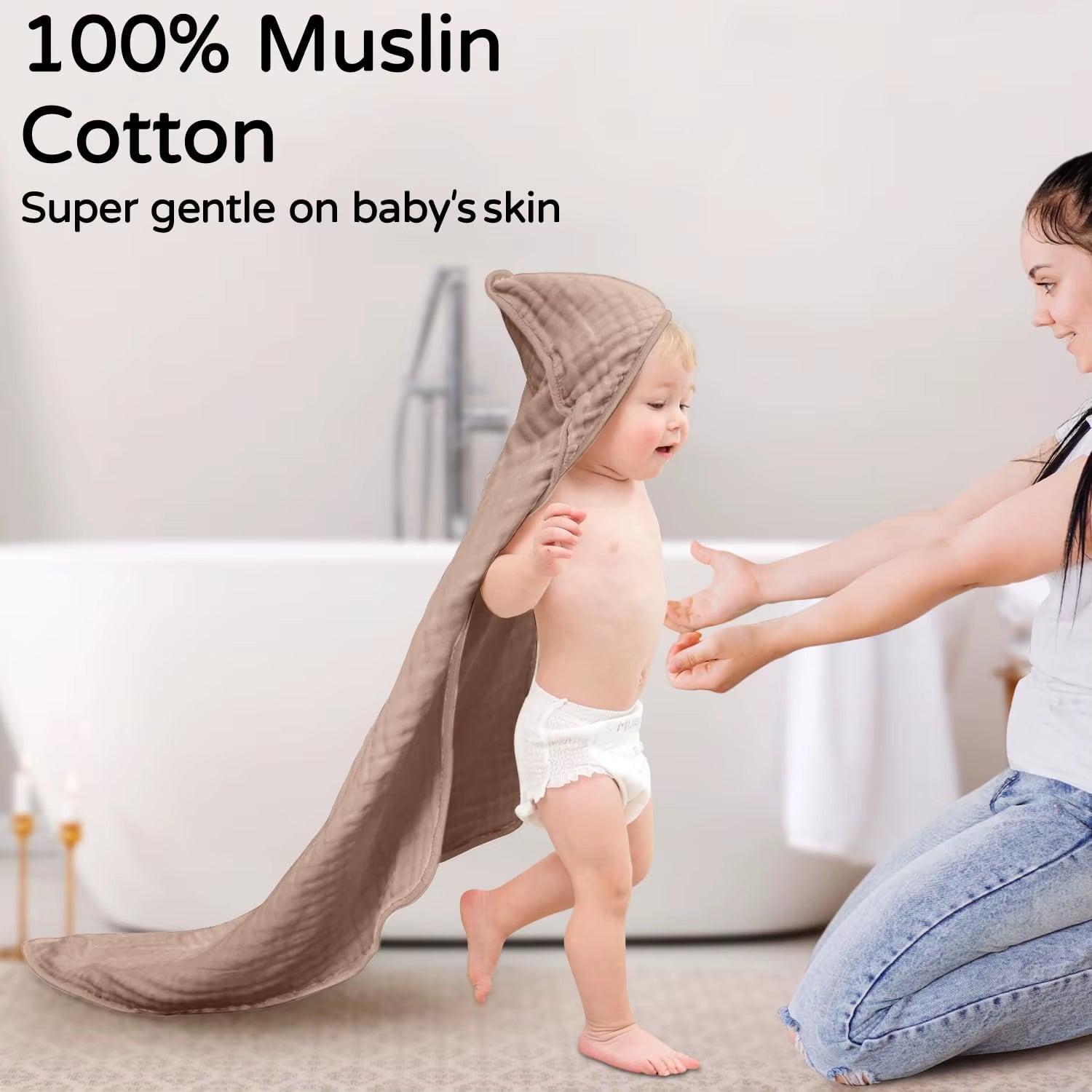 Muslin Hooded Baby Towels – 100% Cotton Ultra-Soft & Absorbent
