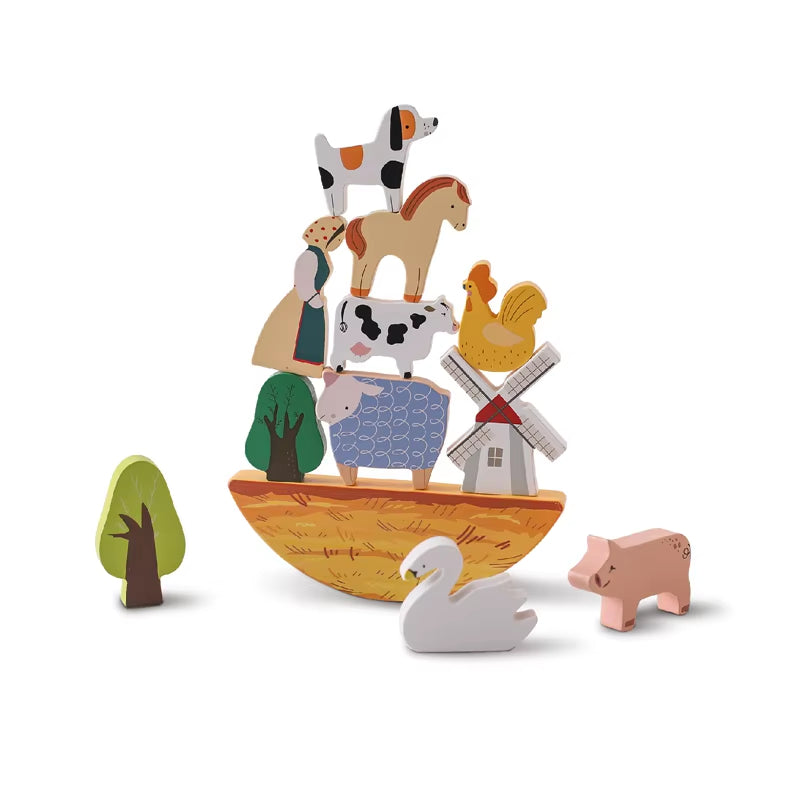 Wooden Farm Animal Stacking Blocks