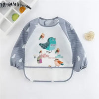 For1-3Year Baby Long Sleeve Scarf Waterproof Toddler Art Smock Feeding Bib Apron Pocket Infant Boys Girls Burp Cloth Banana Bibs