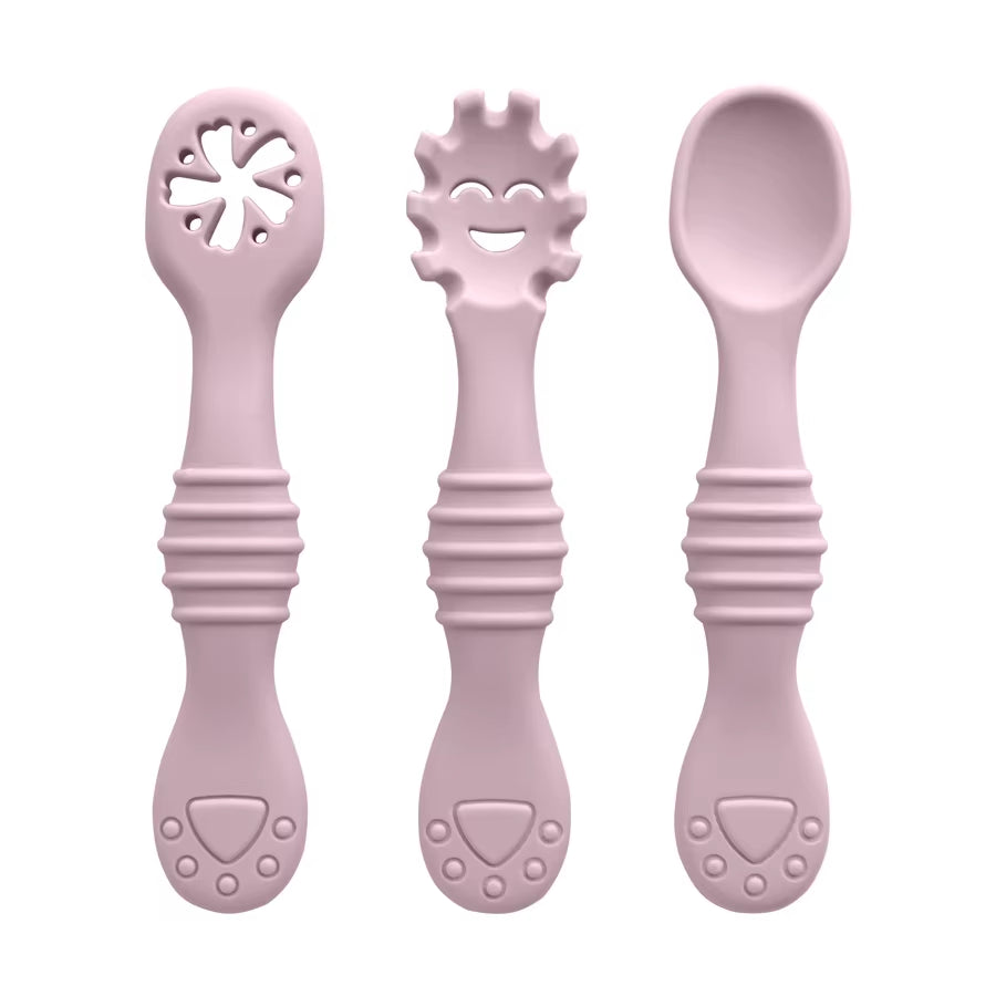 Baby Silicone Spoon and Fork Set (3 Pieces) – Feeding & Training Utensils