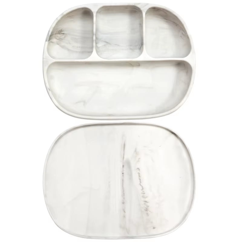 Silicone Baby Suction Plate – 4-Compartment Divided Plate with Lid