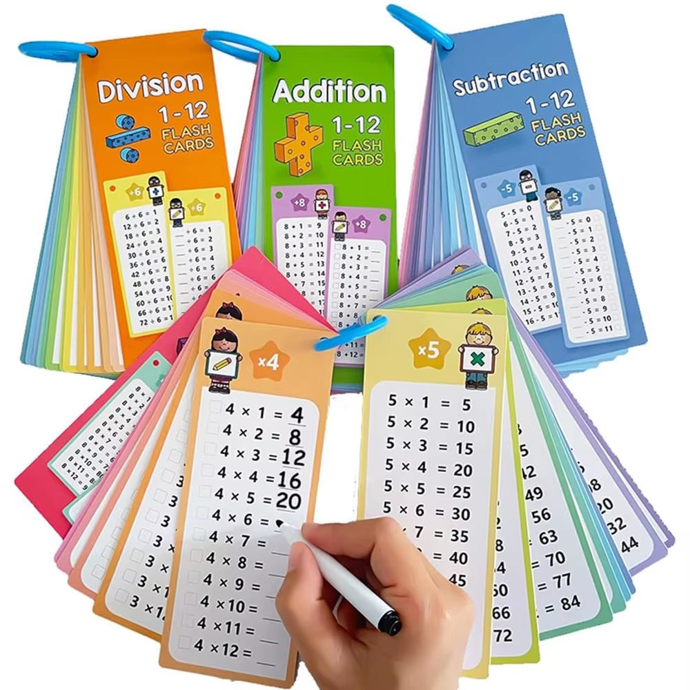 Reusable Math Training Cards for Kids – Wipeable Learning Set