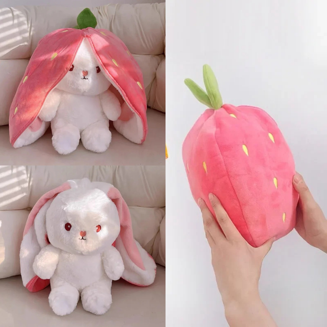 Peek-A-Boo Bunny Plush | Strawberry & Carrot
