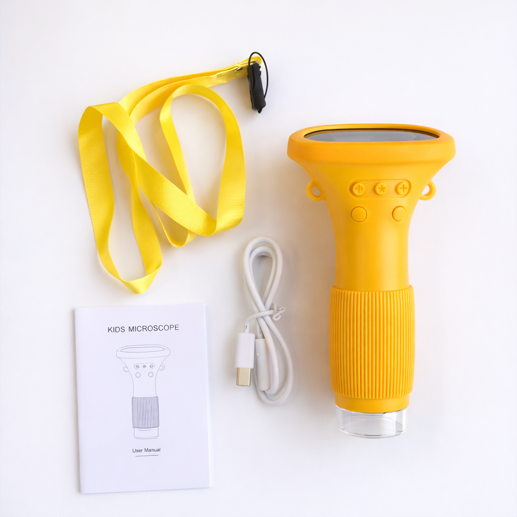 Kids Digital Microscope with Screen – 1000x Zoom, Camera & LED Light