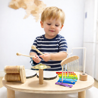 Montessori Wooden Music Table Toy with Xylophone & Drum Set