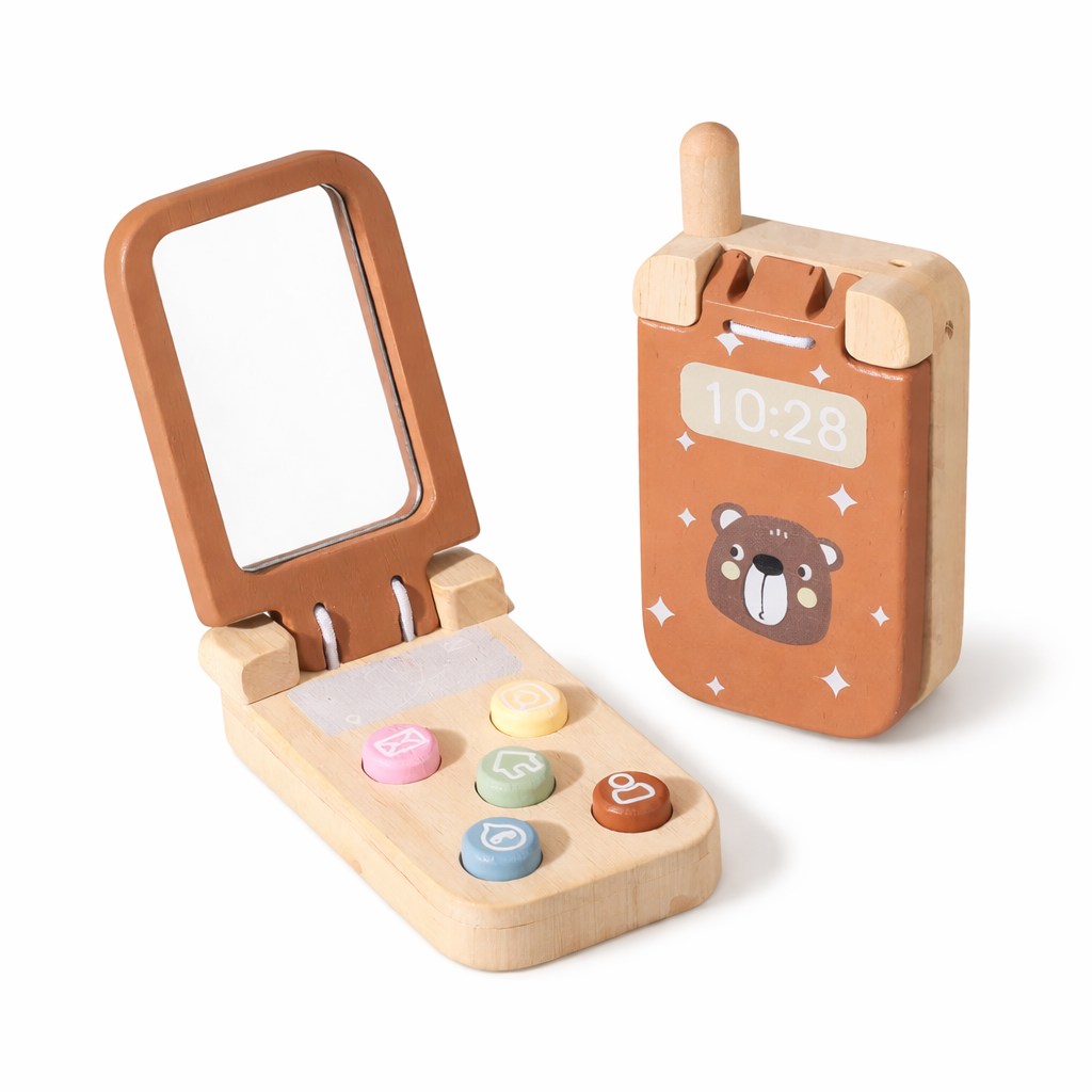 Wooden Flip Phone Toy