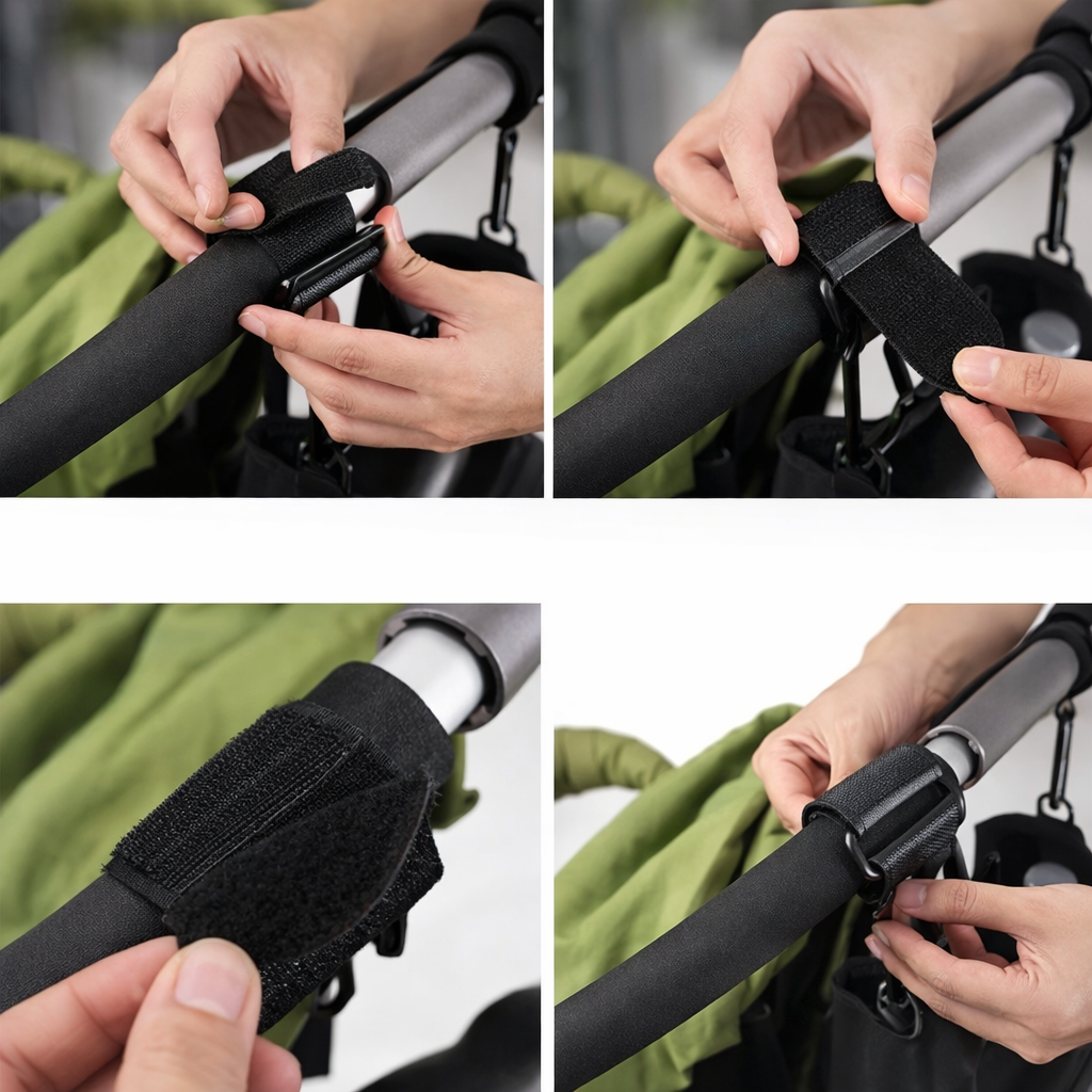 2-Piece PU Leather Baby Stroller Hooks 