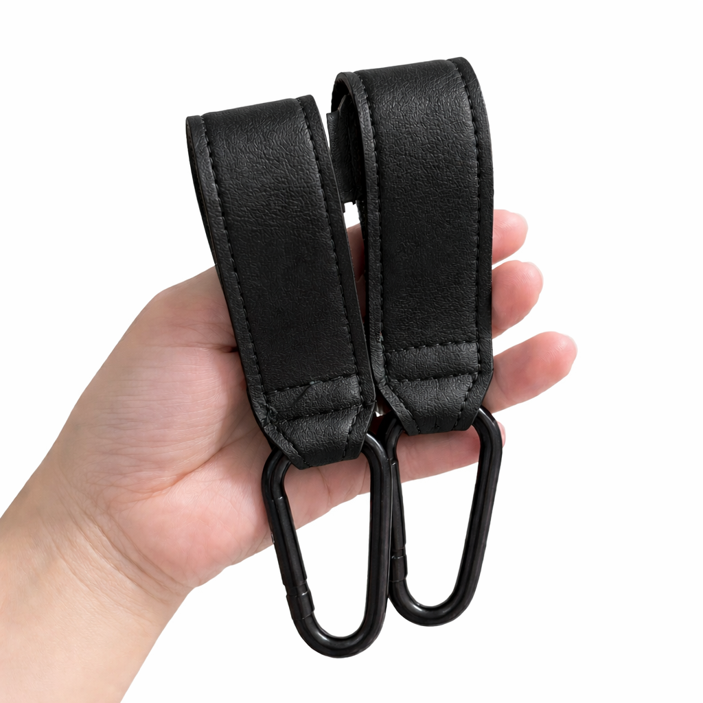 2-Piece PU Leather Baby Stroller Hooks 