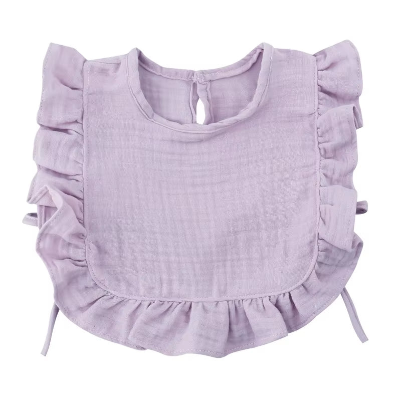 Soft Cotton Baby Bib with Ruffle Trim