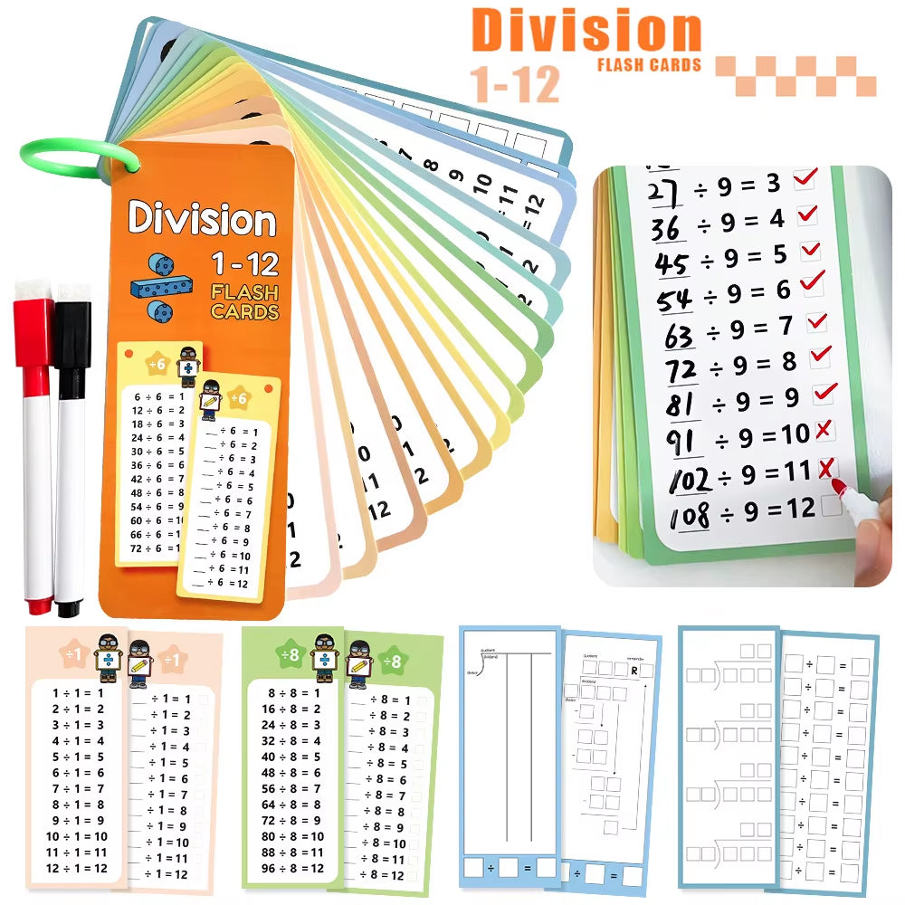 Reusable Math Training Cards for Kids – Wipeable Learning Set