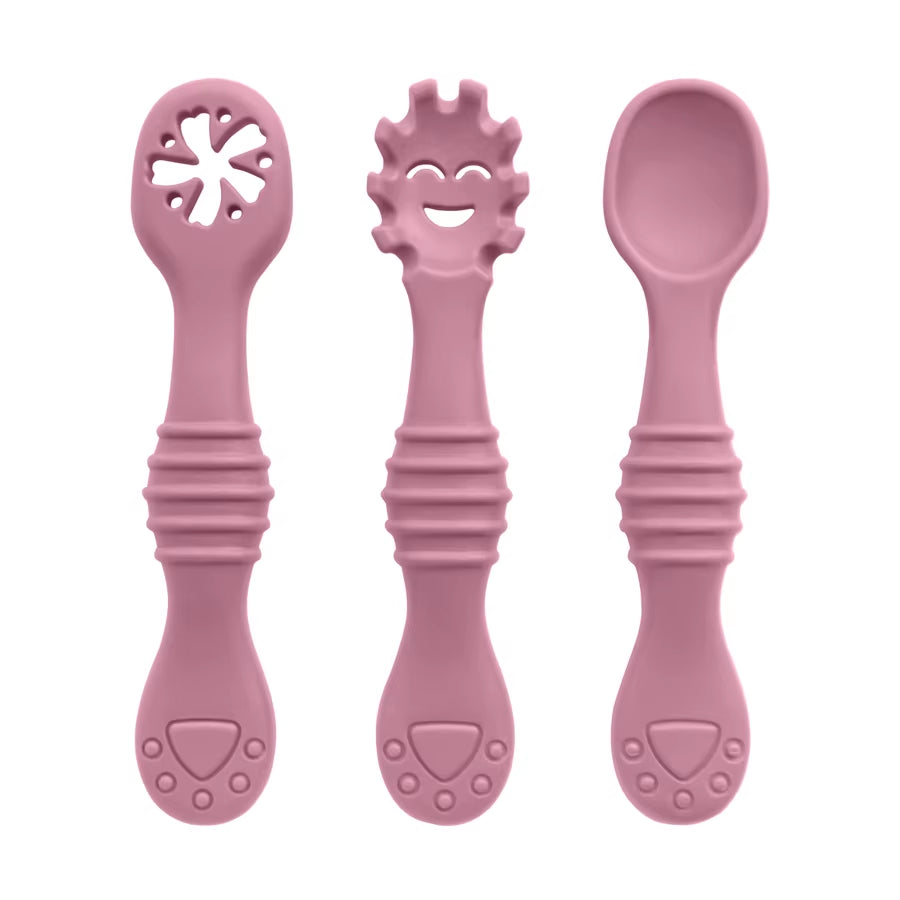 Baby Silicone Spoon and Fork Set (3 Pieces) – Feeding & Training Utensils