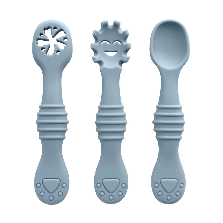 Baby Silicone Spoon and Fork Set (3 Pieces) – Feeding & Training Utensils