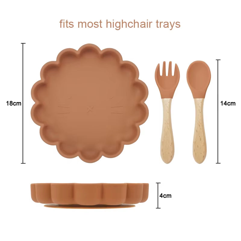 3-Piece Baby Tableware Set – Silicone Bowl, Spoon & Fork