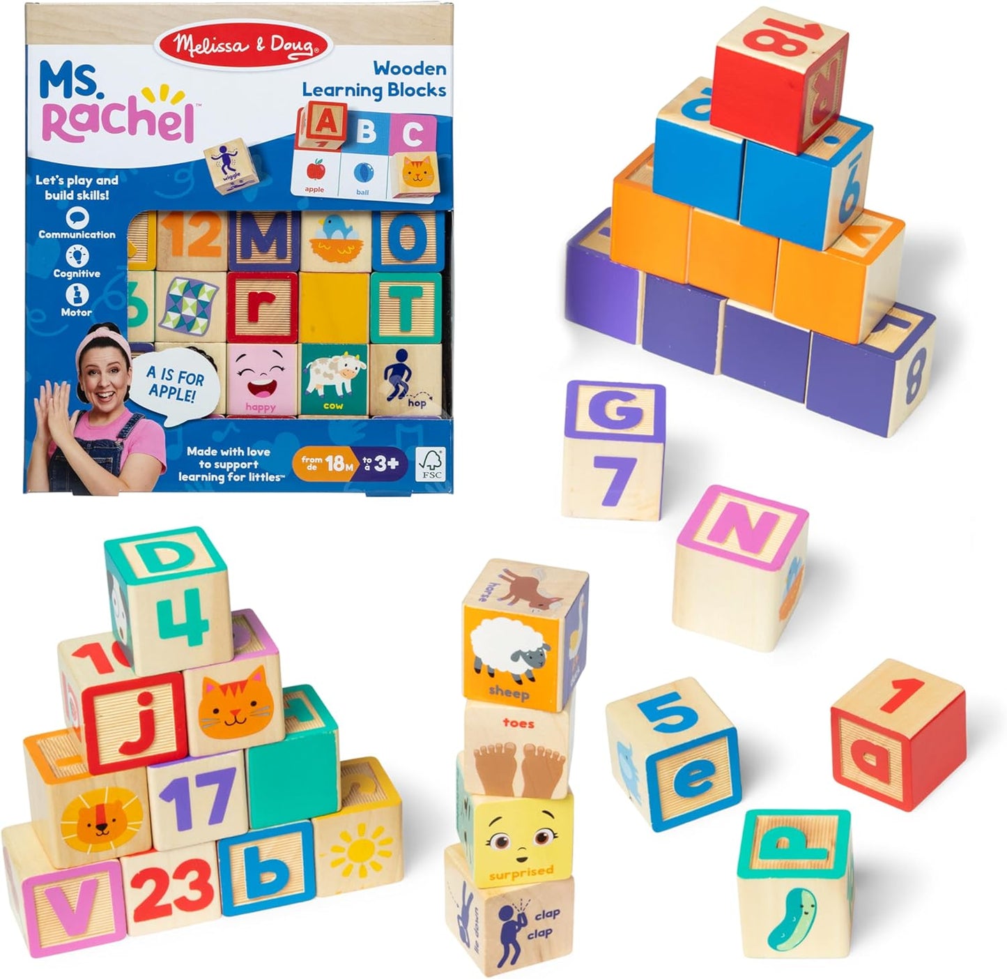 Ms. Rachel - Wooden Learning Blocks with Activity Cards
