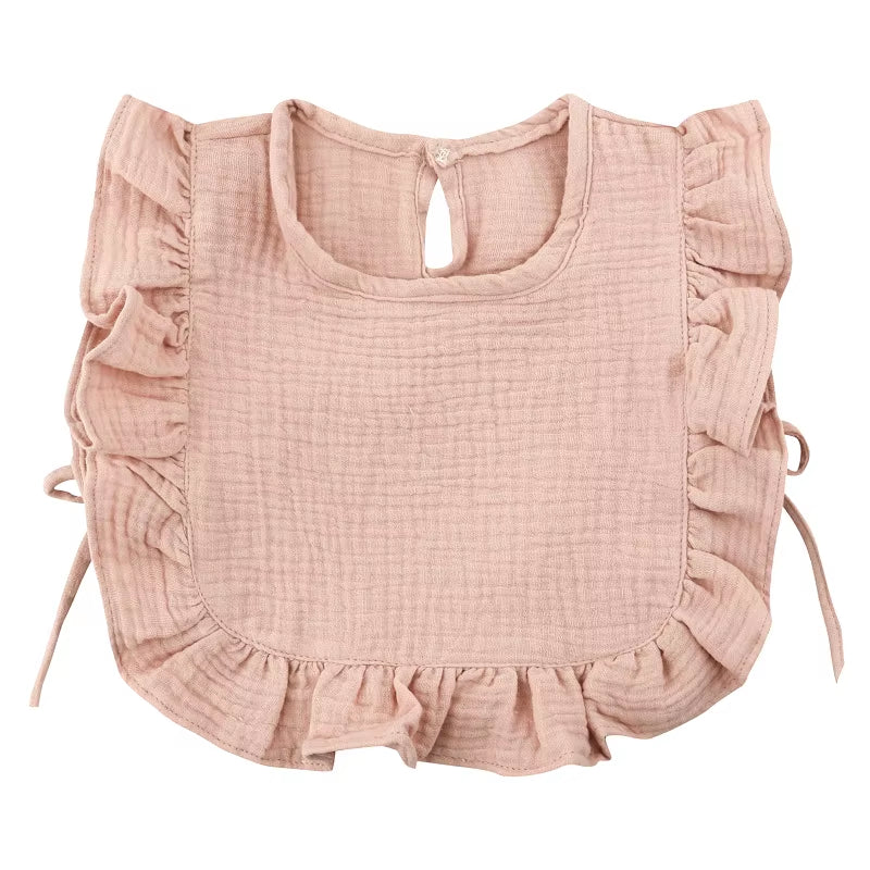 Soft Cotton Baby Bib with Ruffle Trim