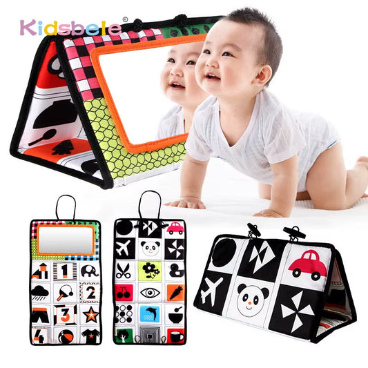 Foldable Baby Tummy Time Activity Book with Mirror