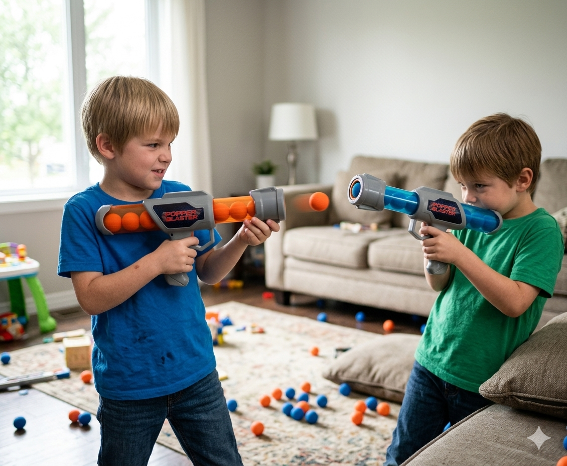 Popper Blaster 2-Pack with 20 Foam Balls – Action Shooting Game Toy Set for Kids