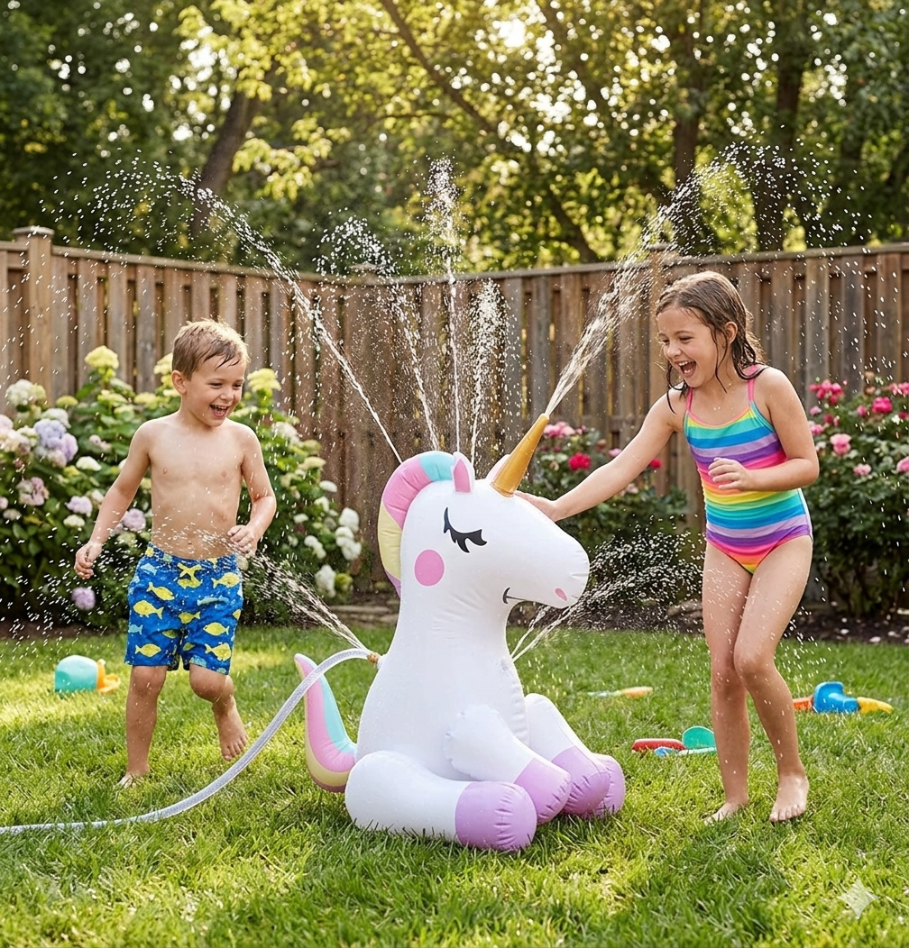 Sitting Unicorn Inflatable Sprinkler