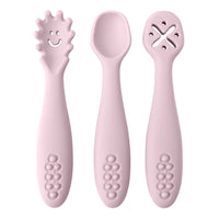 Soft Silicone Baby Utensil Set – 3-Piece Spoon & Fork for Toddlers