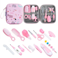 Mother and Baby Set, Children'S Nail Clippers, Medicine Feeders, 20 Piece Set, Comb Brush, EVA Bag Care Set