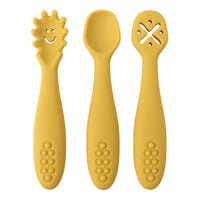 Soft Silicone Baby Utensil Set – 3-Piece Spoon & Fork for Toddlers