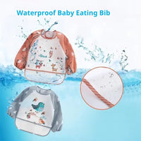 For1-3Year Baby Long Sleeve Scarf Waterproof Toddler Art Smock Feeding Bib Apron Pocket Infant Boys Girls Burp Cloth Banana Bibs