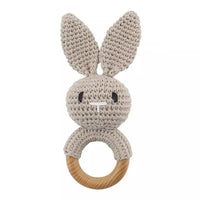 Crochet Rabbit Rattle with Wooden Teether – Sensory & Music Toy