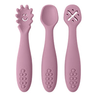 Soft Silicone Baby Utensil Set – 3-Piece Spoon & Fork for Toddlers