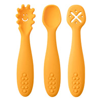Soft Silicone Baby Utensil Set – 3-Piece Spoon & Fork for Toddlers