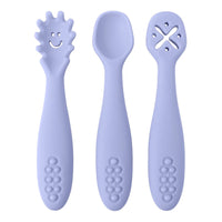 Soft Silicone Baby Utensil Set – 3-Piece Spoon & Fork for Toddlers