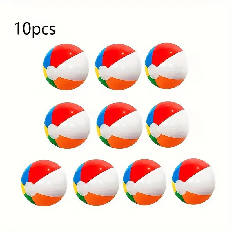 10-Pack Inflatable Beach Balls for Kids – Colorful Pool & Party Play Balls
